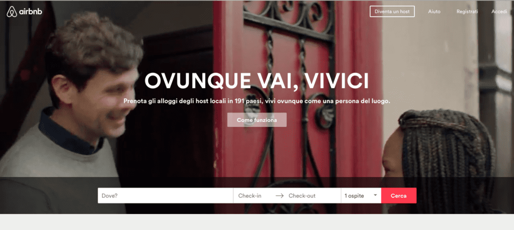 1º site de aluguel de imóveis na Itália airbnb